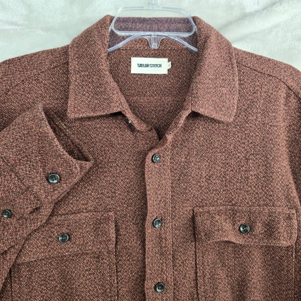 Taylor Stitch Rust-Brown Textured Casual Button-Down Shirt